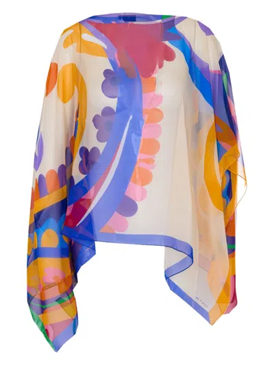Coutr.com Etro Cape · Asymmetrical Poncho Top In Georgette With Oversized Paisley Print In Multi