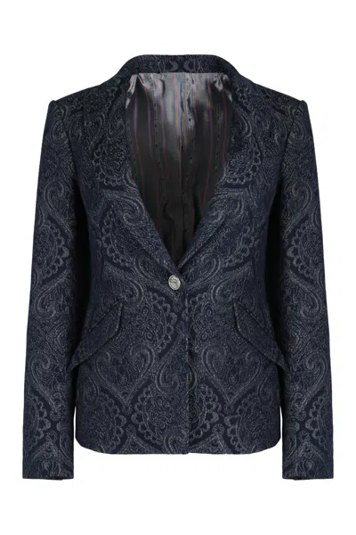 Coutr.com Etro Denim Jacquard Jacket In Blue