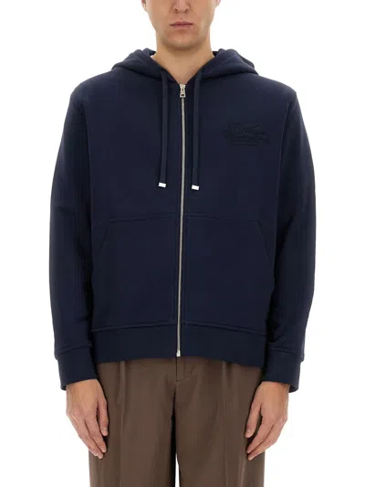 Coutr.com Etro Embroidered-logo Zip-up Hoodie In Blue