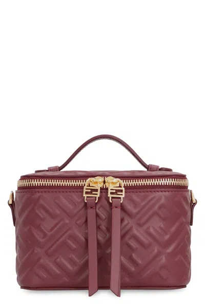 Coutr.com Fendi Embossed Leather Vanity Handbag In Brown
