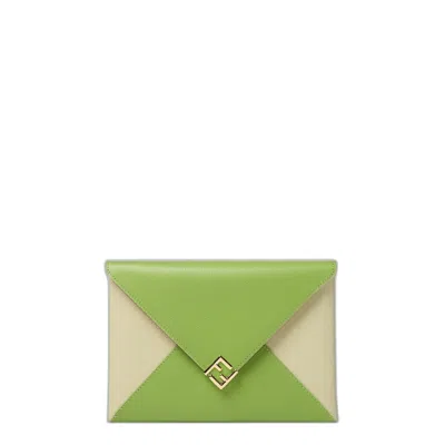 Coutr.com Fendi Ff Diamonds Pouch Leather In Green