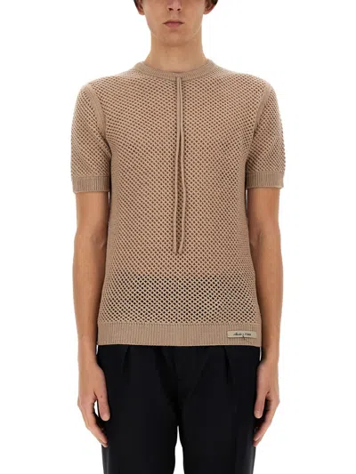 Coutr.com Fendi Open-knit Wool T-shirt In Sand