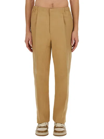 Coutr.com Fendi Straight-leg Paper Canvas Trousers In Brown