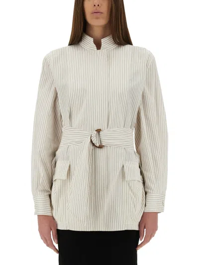 Coutr.com Fendi Striped Cotton And Silk Blouson In Sand