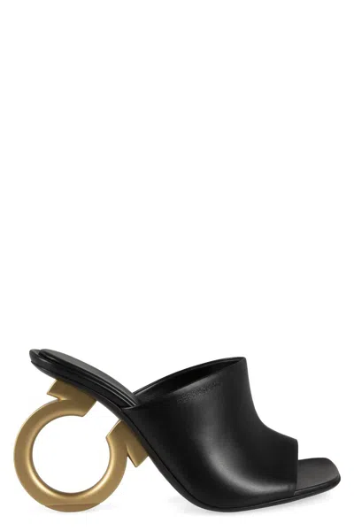 Coutr.com Ferragamo Astro Leather Mules In Black