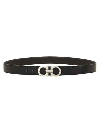 Coutr.com Ferragamo Reversible And Adjustable Gancini Belt In Black