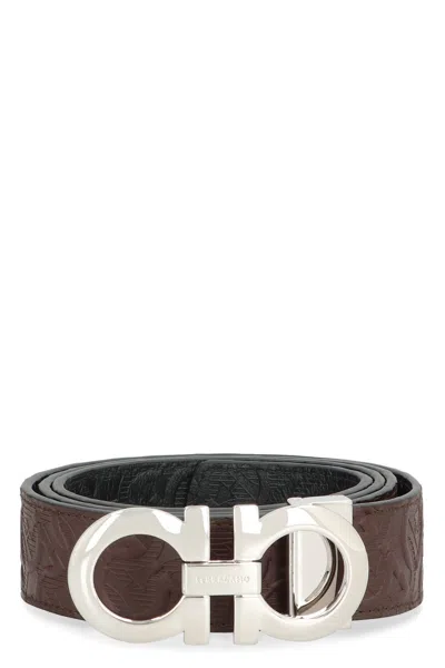 Coutr.com Ferragamo Reversible And Adjustable Gancini Belt - Men In Brown