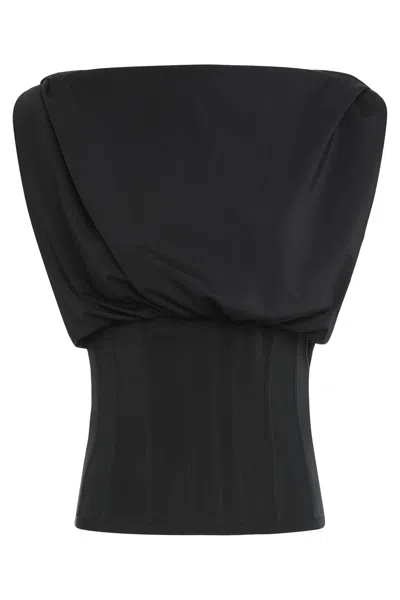 Coutr.com Frolov Draped-detail Corset Top In Gray