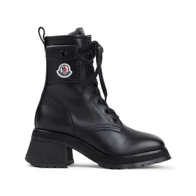 Coutr.com Moncler Gigi Lace-up Leather Ankle Boots In Black