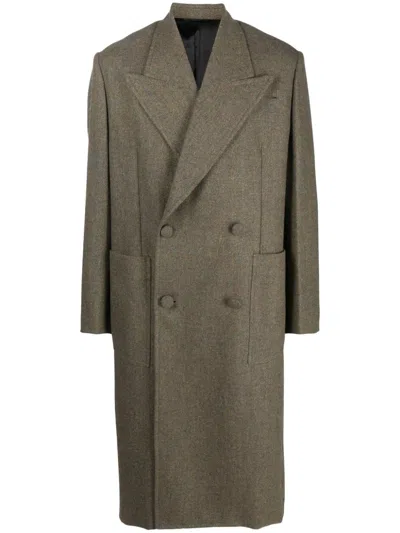 Coutr.com Givenchy Herringbone Double-breasted Wool Coat In Green