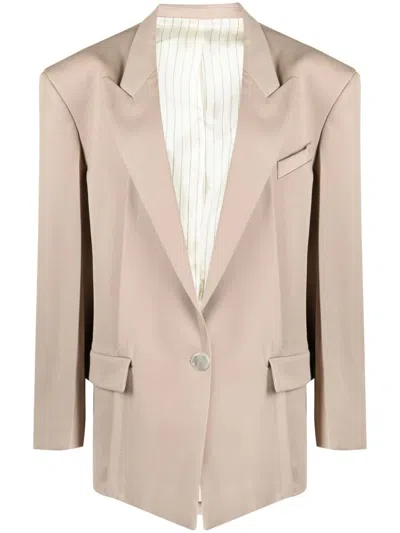 Coutr.com The Attico Glen Oversized Wool-twill Blazer In Pink