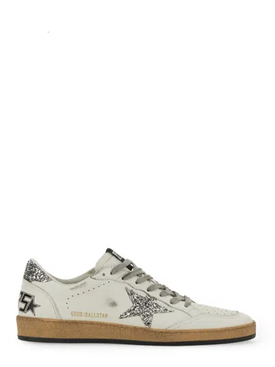 Coutr.com Golden Goose Ballstar Leather And Glitter Sneakers In White