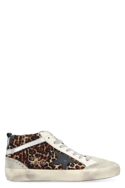 Coutr.com Golden Goose Women's Mid Star In Leopard Print Pony Skin With Black Star In Multi