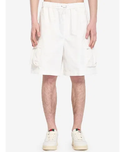 Coutr.com Gucci Bermuda Pants With Elastic Drawstring Waist And Rear Web Print In Cotton Man In White