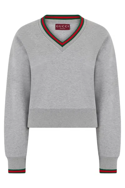 Coutr.com Gucci Cotton Jersey Sweatshirt With Web In Gray