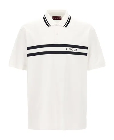 Coutr.com Gucci Cotton Polo Shirt With Gucci Print In White