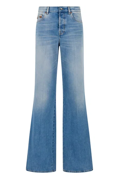 Coutr.com Gucci Flared Bleached Cotton Denim Pants In Blue