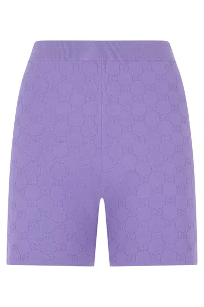 Coutr.com Gucci Linen Blend Gg Canvas Shorts In Purple