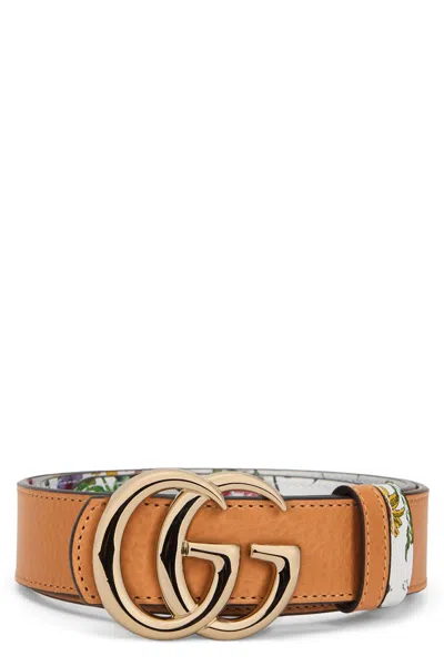 Coutr.com Gucci Reversible Belt Gg Marmont With Flora Print In Sand