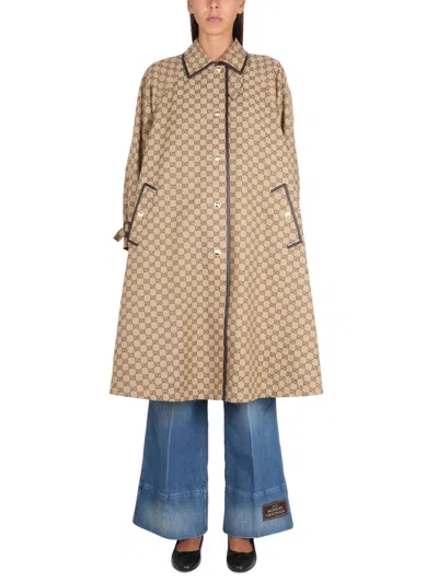 Coutr.com Gucci Reversible Gg Silk Wool Blend Coat In Sand