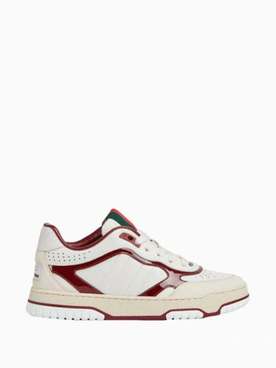 Coutr.com Gucci Women's Re-web Sneaker In Leather Trim In White