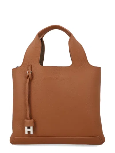 Coutr.com Hogan Double Top-handle Leather Tote Bag In Brown