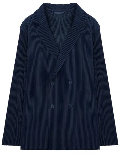 Coutr.com Homme Plisse Issey Miyake Pleated Single-breasted Jacket In Blue