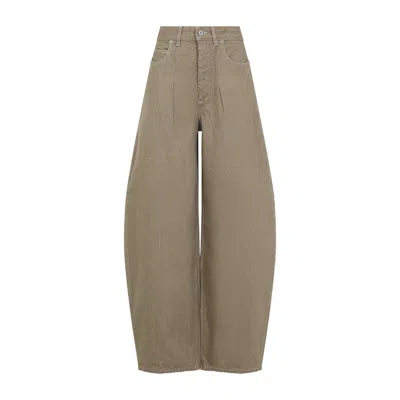 Coutr.com Jacquemus The Ovalo De-nîmes Pleated High-rise Barrel-leg Jeans In Sand