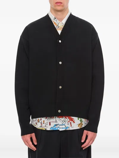 Coutr.com Jacquemus V-neck Cardigan With J Logo On The Back In Wool Man In Black