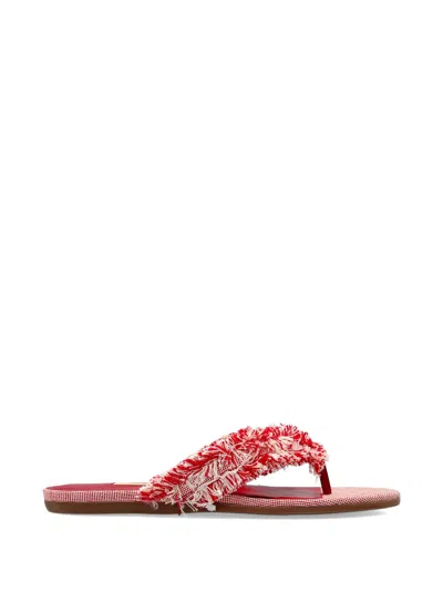 Coutr.com Jimmy Choo Bay Fringed Canvas Thong Sandals In Red
