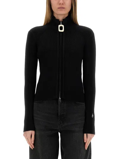 Coutr.com Jw Anderson Zip-up Ribbed Cardigan In Black