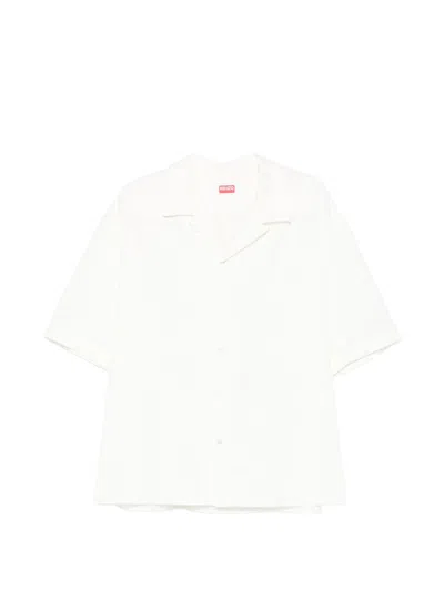 Coutr.com Kenzo Tiger' Hawaiian Short Sleeve Shirt In Cotton Jacquard In White