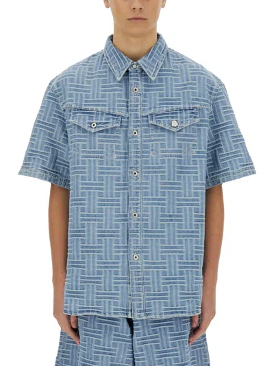 Coutr.com Kenzo Weave Short-sleeve Shirt In Blue