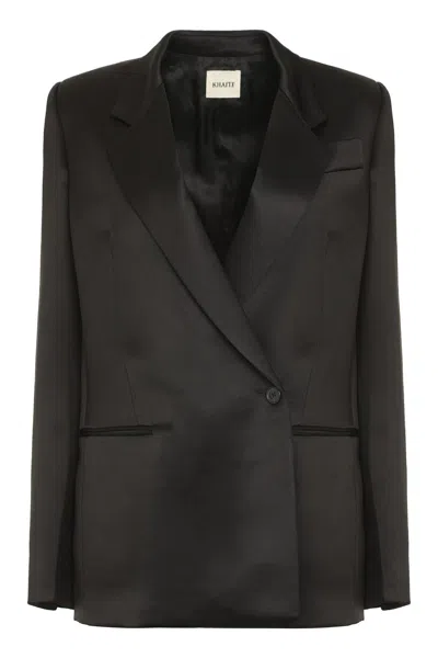 Coutr.com Khaite Willow Double-breasted Mikado Blazer In Black