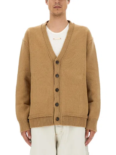 Coutr.com Maison Margiela Elbow-patch V-neck Cardigan In Sand