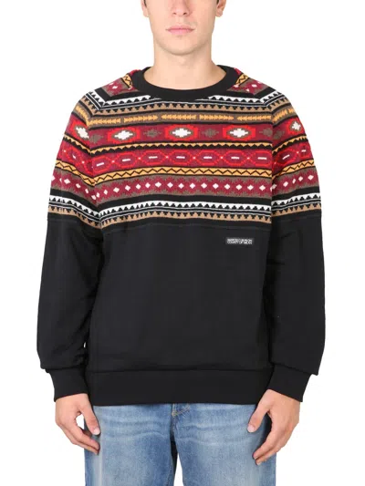 Coutr.com Marcelo Burlon Folk Cross Stripe Knit Sweatshirt In Black