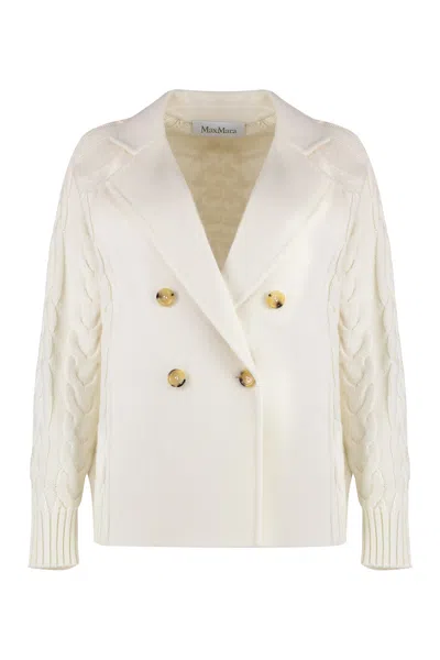 Coutr.com Max Mara Micio Double-breasted Cable-knit Wool And Cashmere-blend Jacket In White