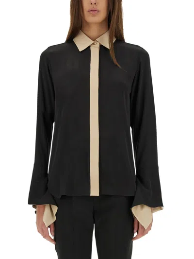 Coutr.com Max Mara Pio Two-tone Silk Shirt In Black