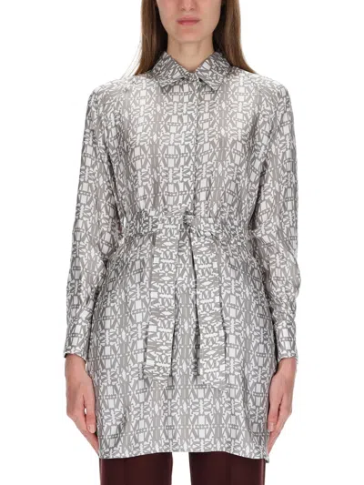 Coutr.com Max Mara Printed Silk Shirt Dress In Brown
