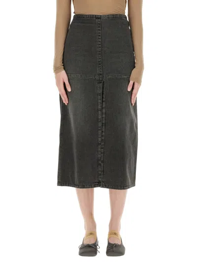 Coutr.com Mm6 Maison Margiela Long Denim Skirt In Gray