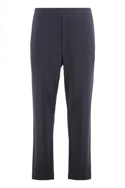 Coutr.com Moncler Cotton-blend Straight-leg Trousers In Blue