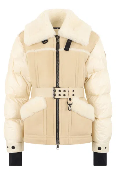 Coutr.com Moncler Grenoble Laplance Shearling-trimmed Belted Gore-tex Down Jacket In Green