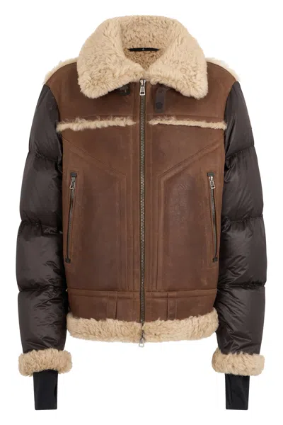 Coutr.com Moncler Grenoble Crachin Reversible Shearling & Nappa Short Down Jacket In Brown