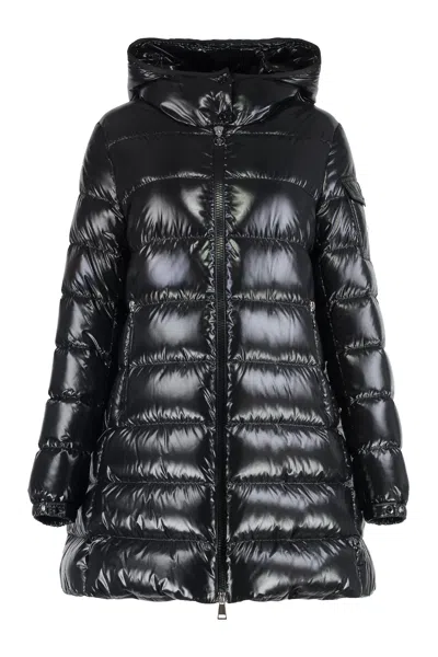 Coutr.com Moncler Hooded Quilted Glossed-shell Down Jacket In Black