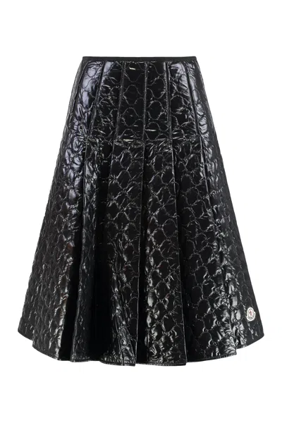 Coutr.com Moncler Square-quilted Padded Midi Skirt In Black