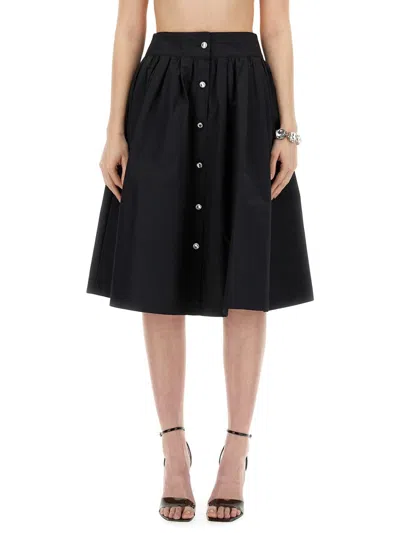 Coutr.com Moschino A-line Pleated Midi Skirt In Black