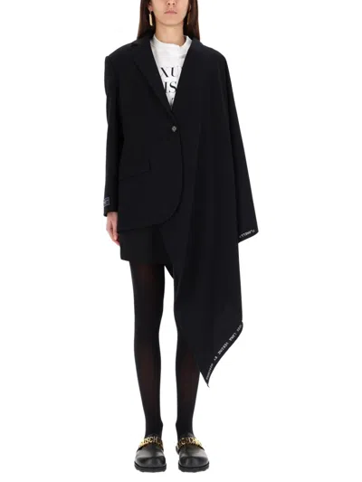 Coutr.com Moschino Asymmetric-drape Wool Coat In Black