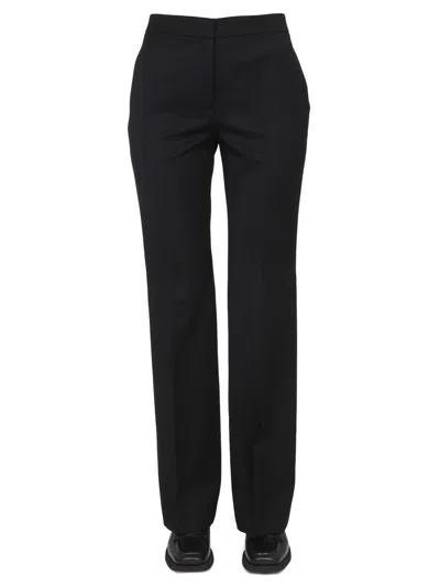 Coutr.com Moschino Grain De Poudre Wool Straight-leg Pants In Black