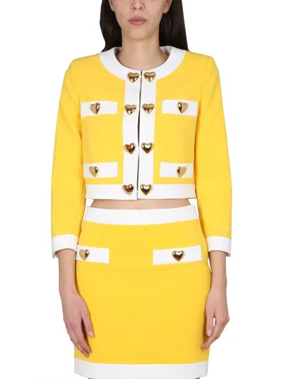 Coutr.com Moschino Heart Buttons Crepe Jacket In Yellow