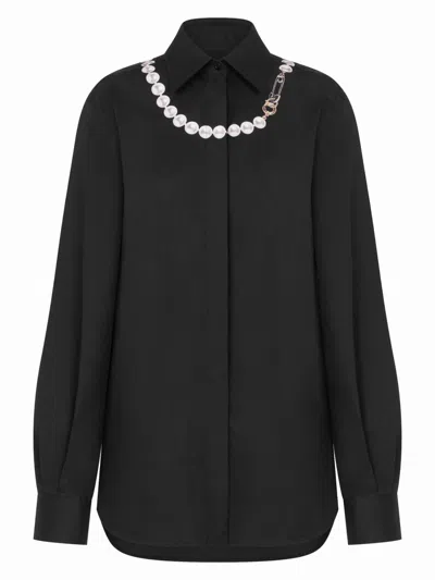 Coutr.com Moschino Printed Stretch Cotton Poplin Shirt In Black